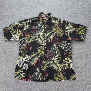 Tori Richard Hawaiian Shirt Mens Large Black Floral Summer Beach 100% Viscose